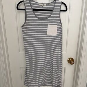 YA Los Angeles Gray and White Striped Mini Dress